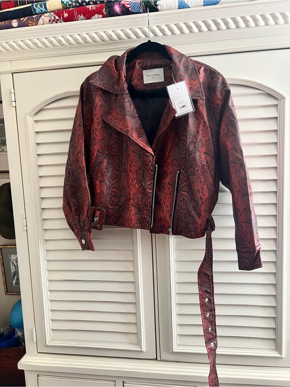 Way of the Priest Limited Edition faux leather Snake-Print Moto Jacket with Belt